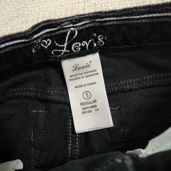 Levi's Fit and Flare Black Corduroy Pants Girls Size 5 - Picture 5 of 6